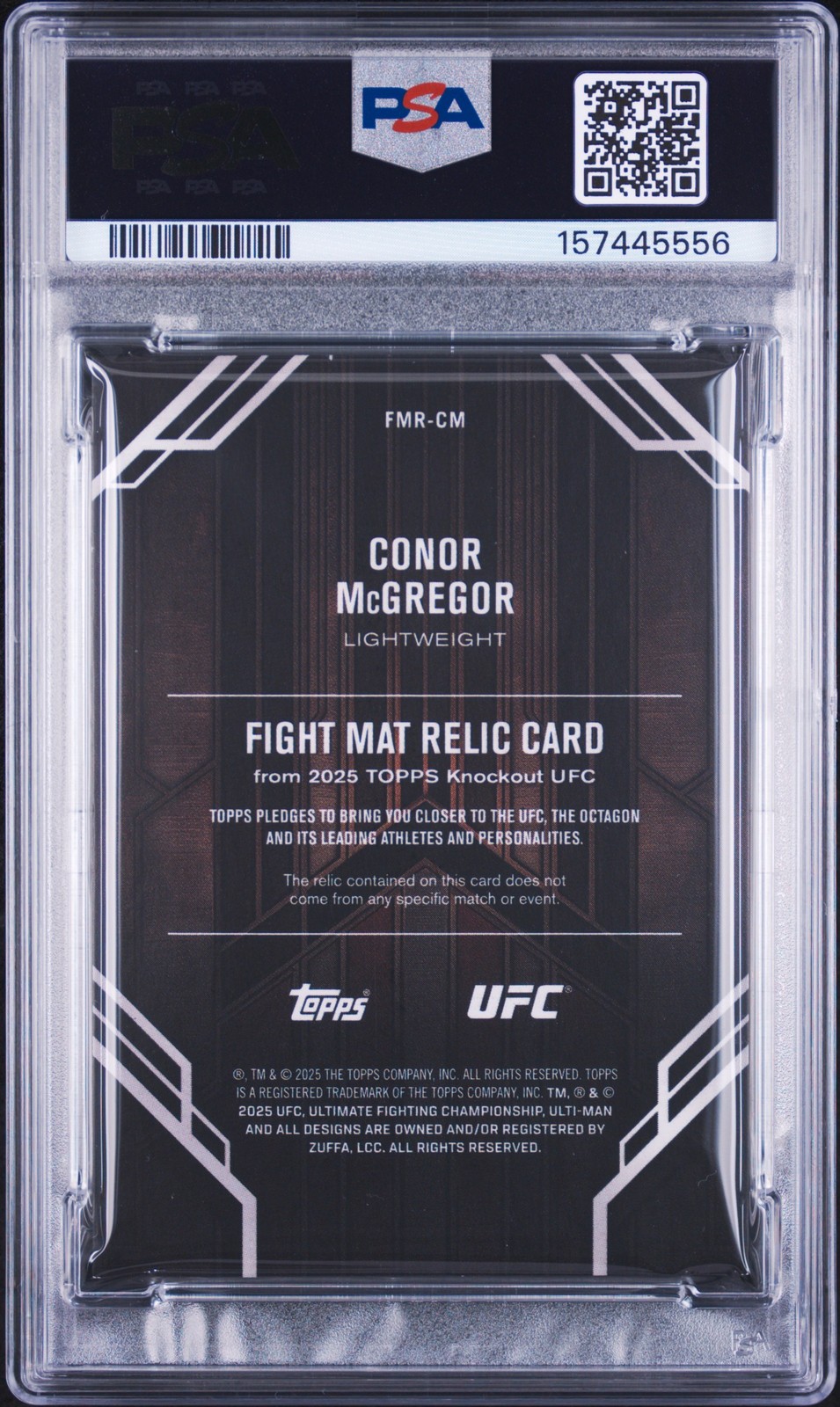 2025 TOPPS KNOCKOUT UFC FIGHT MAT RELICS #FMR-CM CONOR MCGREGOR PSA AUTHENTIC view 2