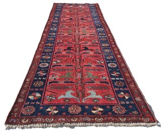Amazing Hand Knotted Vintage Tribal Saroukh Wool Area Runner Rug 9 x 3 Ft
