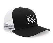 Adjustable Snapback Trucker Baseball Cap (MIL - Milwaukee, Black White)