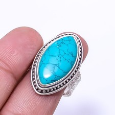 Turquoise 925 Sterling Silver Handmade Ring S.8.5 R92611749, Christmas Gift