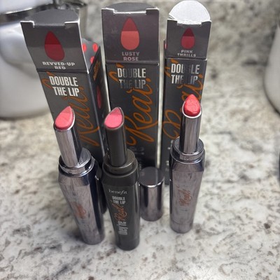 Benefit They're Real Double the Lip Lusty Rose, Pink Thrills, Revved Red