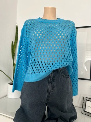 Pullover Damen H&M grM Crochet blau