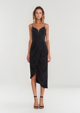 ZIMMERMANN | Black Silk Sueded Plunge Drape Dress | Size 1 | AU10 | US6
