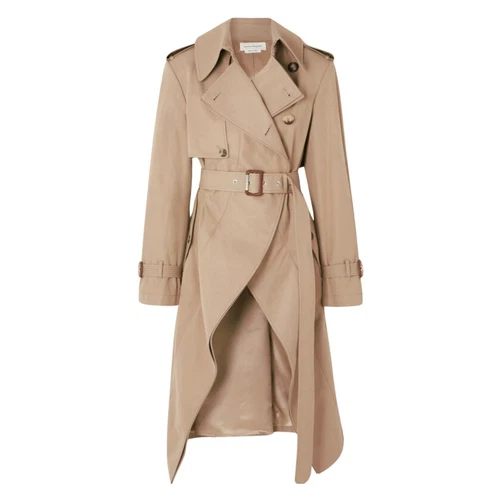 Alexander McQueen trench classico asimmetrico peplum gabardine 38IT XS NUOVO CON ETICHETTE