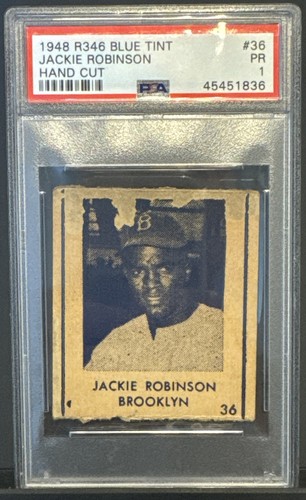 Jackie Robinson [Hand Cut] #36 1948 R346 Blue Tint card