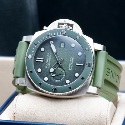 Panerai Submersible Marina Militare Days Green Dial Stainless