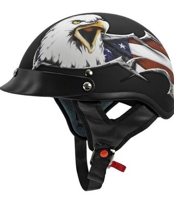 VCAN V5 Cruiser Patriotic Eagle USA Graphics Motorcycle Half Helmet Sz M