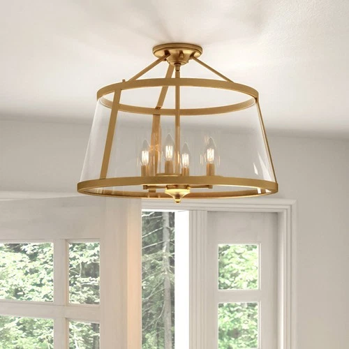 Quoizel Barlow 16"W Weathered Brass 4-Light Ceiling Light - Picture 1 of 7