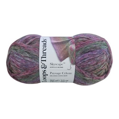 Loops And Threads Skyscape Yarn |  Purple/Green Multi '' | Self-Patterning | NEW