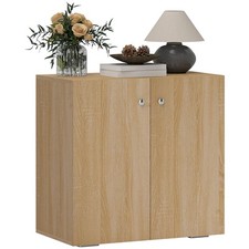 HOMCOM Mobiletto Multiuso a 2 Ante in Legno con Maniglie in Alluminio 70x39x70cm