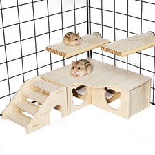 Hamster Hideout MultiChamber House Maze Tunnel Rat Cage Platform S Size Decor