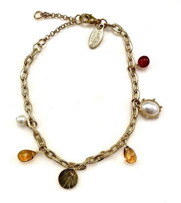 Loft Outlet Bracelet with Charms Gold Tone Chain Adjustable Length