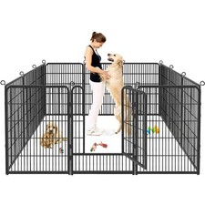 Dog Playpen, 32inch 10 Panels Outdoor Dog Fence Indoor Dog Pen Anti-Rust Pet ...
