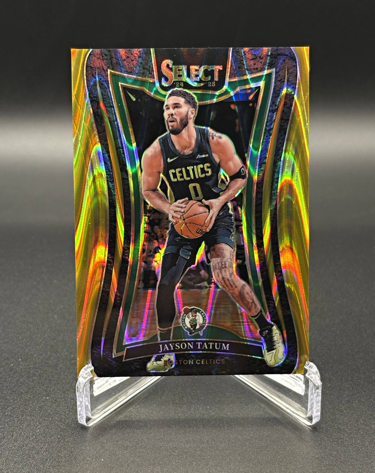 Panini Select 2024-25 Gold Wave Prizm Jayson Tatum Mezzanine #307 1/10 Celtics
