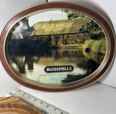 vtg New Old Stock Bushmills Distillery whiskey Advertising metal tray Barware