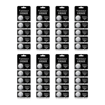 Nightkonic 40 pcs Pack CR2025 Battery 3v Lithium Button Cell Coin 2025 Batteries