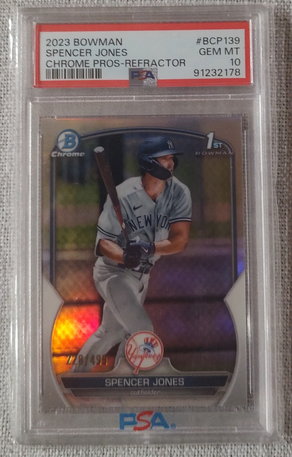 2023 Bowman Chrome Prospects #BCP139 Spencer Jones Refractor PSA 10 /499