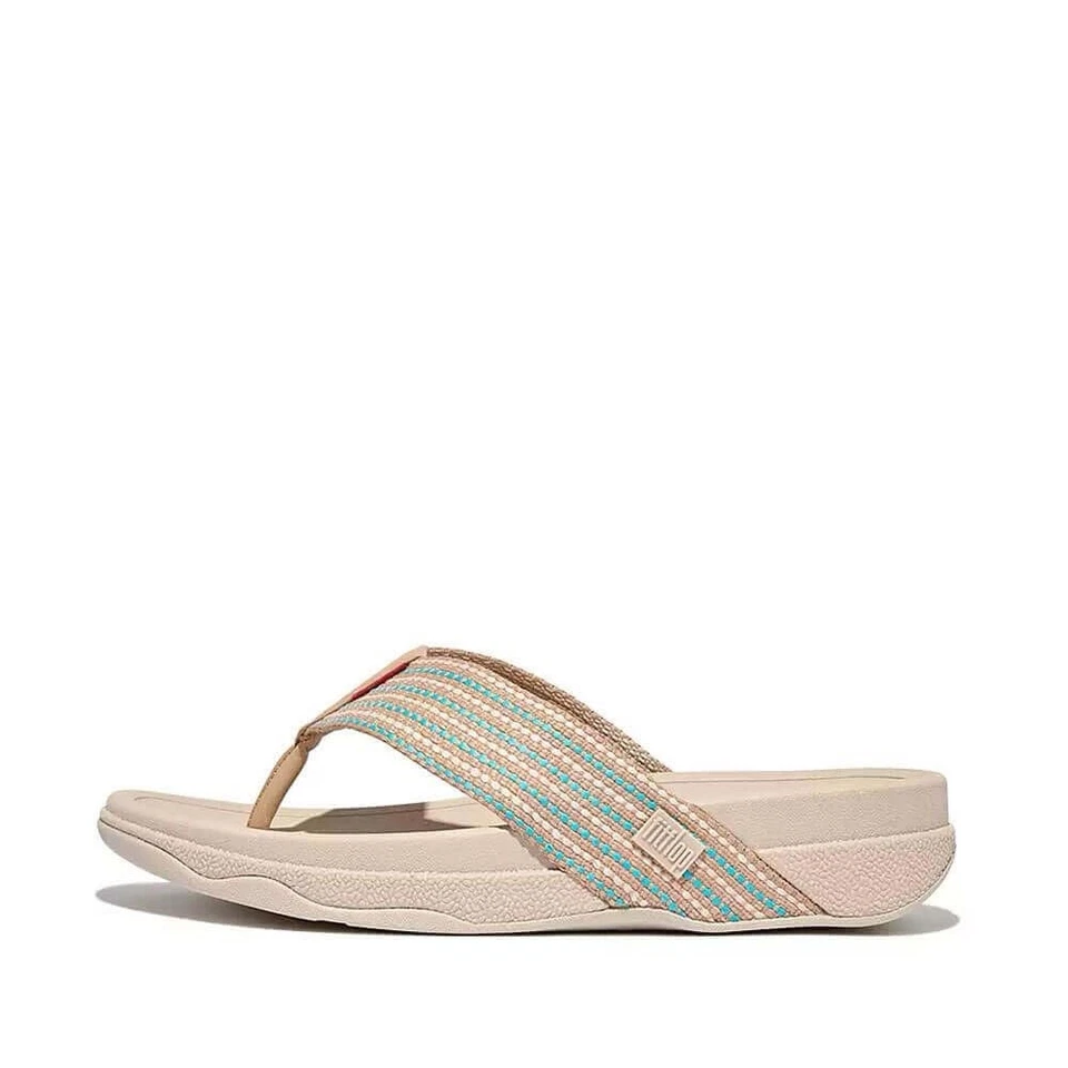 Sandalias Fitflop Surfer para hombre tejido-rayas punta-poste mezcla arenisca. Talla 12,5 ¡NUEVO EN CAJA! Foto 3 de 4