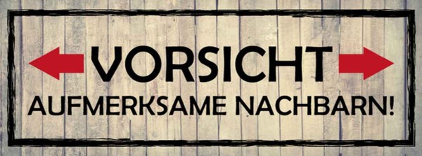 Holzschild 10X27 Cm Vorsicht Aufmerksame Nachbarn Warnschild Hinweisschild Deko-image