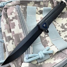 8.5" Heavy Duty Tactical Black Spring Assisted Open Folding Blade Pocket Knife