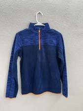 Tek Gear Childrens Boys Shirt Size Large 14/16 Blue Fleece 1/4 Zip Pullover