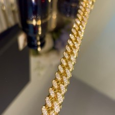 14K Gold Bracelet- Miami Cuban with Diamonds- 7.5inch Long- 15MM Width