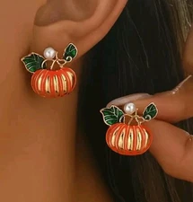 fall earrings pumpkin fashion jewelry NEW Free Ship 0.9 Inch