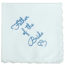 Cotton Wedding Handkerchief Scalloped Edges Mother of Bride Groom Gift