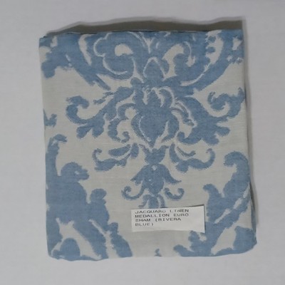 Pottery Barn Jacquard Medallion Linen Euro Sham Riviera Blue Marketing Sample