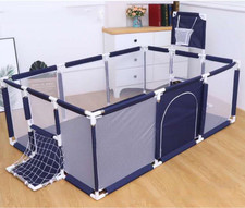91 Inch Large Kid Baby Playpen Playard with Basketball Hoop,Folding Breathable M