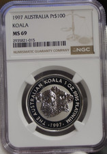 Australia 1997 1 oz. Koala Platinum $100 NGC MS69