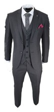 Men's Charcoal Suit Set Blazer Vest Trousers Formal Dress