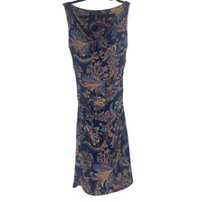 Lauren Ralph Lauren Blue Paisley Cowl Neck Ruched Sheath Dress 4 Party Office