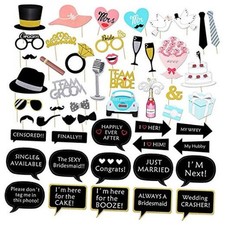Kotbs 52pcs Wedding Photo Booth Props for Bridal Shower Engagement Party