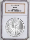 1992 1oz Silver American Eagle MS69 NGC 1548545-019