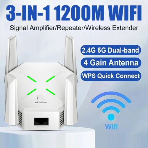 Wifi Range Internet Extender Wireless Repeater Signal Booster Router 1200Mbps 5G - Picture 1 of 14