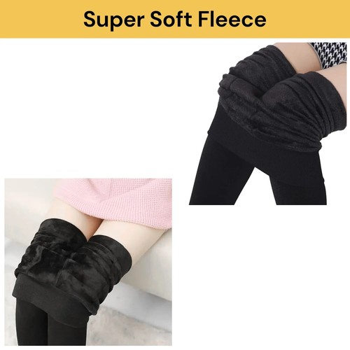 Womens Plush Fleece Lined Leggings High Waist Stretchy Winter Warm Ladies Pants - Picture 5 of 13