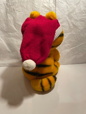 Vintage Garfield Plush Animal W/Santa Hat & 