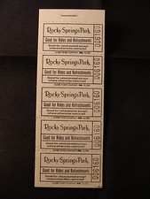 Book of 15 ride & refreshment tickets, Rocky Springs Park, Lancaster PA