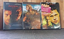 Brad Pitt 3-Movie DVD Lot- Seven, Fight Club, Troy