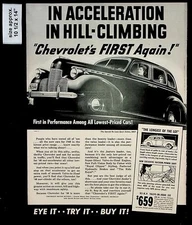 1940 Chevrolet Dealer Car Special Deluxe Sport Sedan Vintage Print Ad 36137
