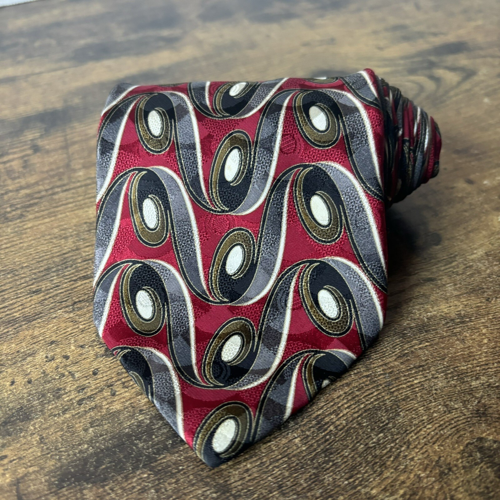 VTG Basic Elements Men’s Silk Necktie Blue Red Wh… - image 6