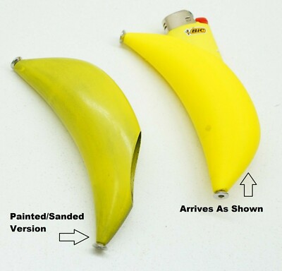 BANANA Bic Lighter Holder w/ ends for packing down Tobacco Smoking Glass Bowl