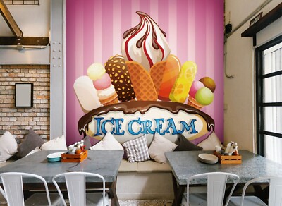 3D Ice Cream Shop G4040 Wallpaper Wall Murals Removable Self-adhesive Honey
