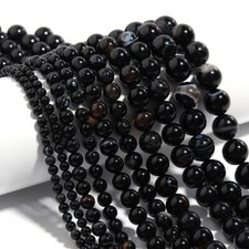 Natural Stone Black Stripe Agate Round Spacer Beads Jewelry Making 4 6 8 10 12mm