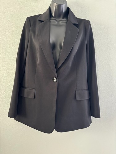 Adrianna Papell Black Single Button Lined Blazer Jacket Womens Size Small - Picture 7 of 16
