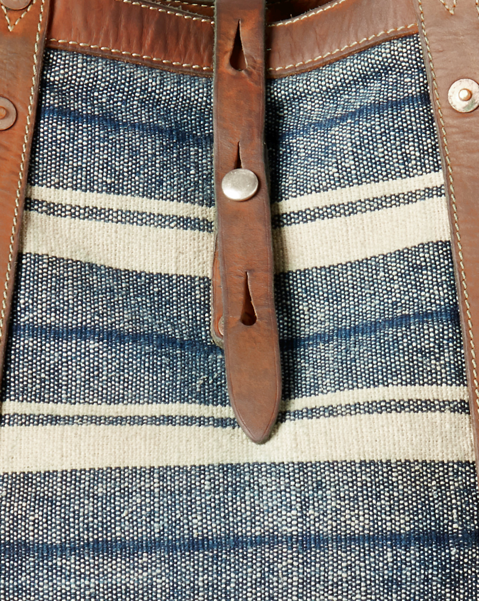 RRL CANVAS LEATHER STRIPE BAG レザー ストライプ Ralph Lauren RRL Indigo Striped Cotton Canvas Leather Large