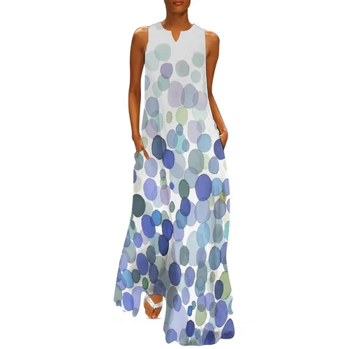 Womens Plus Size Cotton Sleeveless Long Maxi Dress Casual Loose Sundress - Picture 19 of 38
