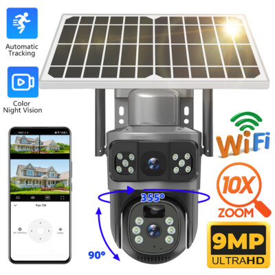4K HD WiFi Camara De Seguridad Solar Para Exterior Inalambricas Vision Nocturna