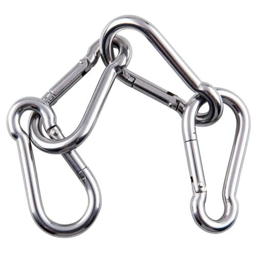 Large & Small CARABINER CLIP heavy duty, STAINLESS STEEL snap hooks clasps clips - Picture 13 of 15